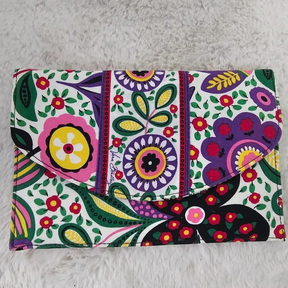 Vera Bradley Viva La Vera Wallet Purple Green Floral Envelope NWOT